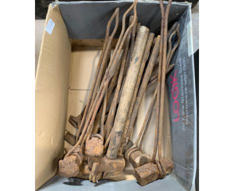 Box of old blacksmith tools. Viewing/collection at West Woodlands BA11 5ES. Payment at Standerwick BA11 2QB. No booking requi