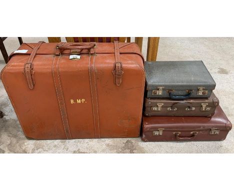 Large vintage leather suitcase &amp; 3 smaller suitcases. Viewing/collection at West Woodlands BA11 5ES. Payment at Standerwi