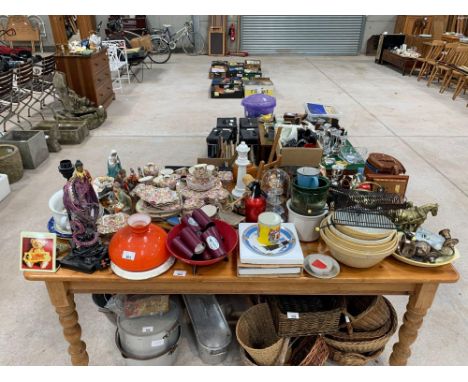 Large quantity of general china to include tea service, kitchenalia, ornaments, limited edition wall plates, brass items &amp