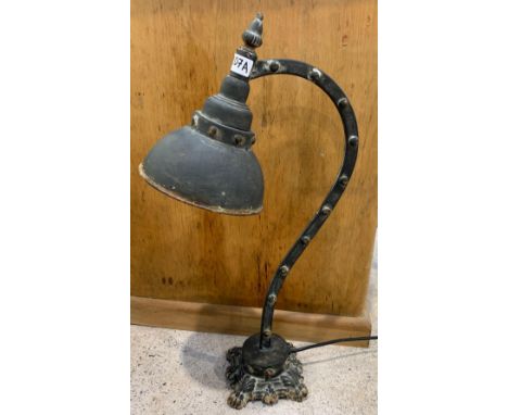 An industrial/vintage style desk lamp on a decorative metal base. Viewing/collection at West Woodlands BA11 5ES. Payment at S