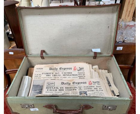 Vintage linen case containing old newspapers &amp; cuttings. Viewing/collection at West Woodlands BA11 5ES. Payment at Stande