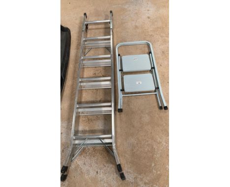 Set of steps &amp; aluminium ladder. Viewing/collection at West Woodlands BA11 5ES. Payment at Standerwick BA11 2QB. No booki