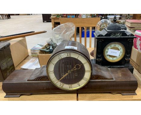 French black slate mantel clock and 1 other. Viewing/collection at West Woodlands BA11 5ES. Payment at Standerwick BA11 2QB. 