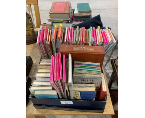Collection of Observer books, old Ordnance survey maps, piano sheet music, Harry Potter books and metal music stand. Viewing/