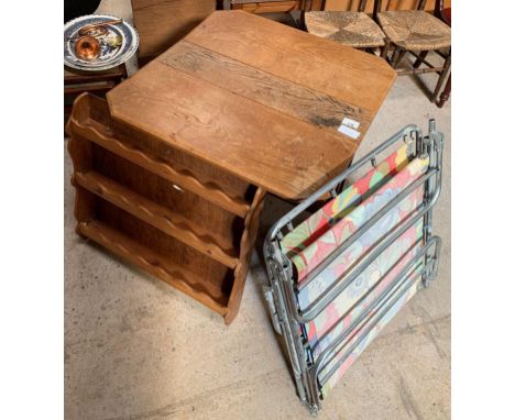 Pine shelving unit, vintage sun lounger &amp; oak drop leaf table. Viewing/collection at West Woodlands BA11 5ES. Payment at 
