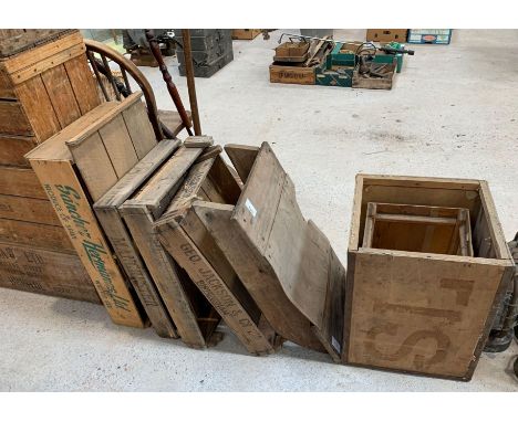 Quantity of vintage wooden storage boxes &amp; crates. Viewing/collection at West Woodlands BA11 5ES. Payment at Standerwick 