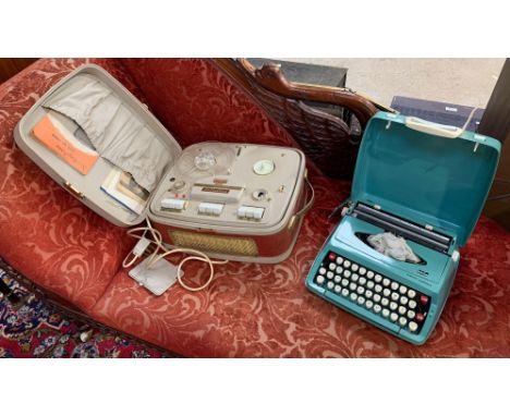 1970's tape recorder &amp; portable typewriter. Viewing/collection at West Woodlands BA11 5ES. Payment at Standerwick BA11 2Q