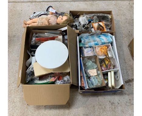 3 boxes of sugar craft equipment, vintage doll &amp; china plates. Viewing/collection at West Woodlands BA11 5ES. Payment at 