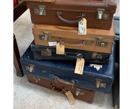 5 vintage leather suitcases. Viewing/collection at West Woodlands BA11 5ES. Payment at Standerwick BA11 2QB. No booking requi
