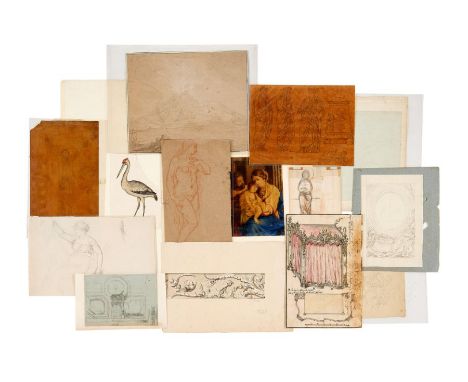 A small collection of various drawings Including figural, architectural, topographical and loose sketches. (qty)