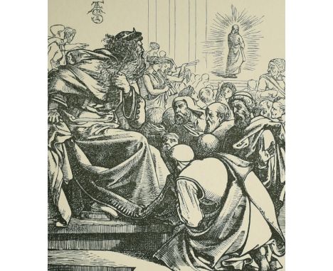 Swain after A.F.A Sandys, A wood engraving on India paper, 'The King at the Gate' 5" x 4.25" and two others similar, (unframe
