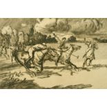 Pierre Georges Jeanniot (1848-1934) French, Polo players in India, etching, signed in pencil, 13.75"