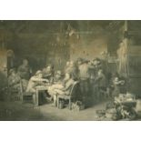 After David Wilkie, A 19th Century engraving of an interior scene with figures seated at a table and