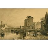 Charles Oliver Murray (1842-1923) British, The Port of Leghorn, a port scene with multiple figures