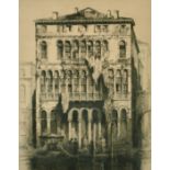 Andrew F. Affleck (1874-1935), Palazzo Loredon, Venice, dry point etching, signed in pencil, 14.