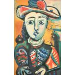After Picasso, 'Jeune Femme Assise dans un Fauteil', colour print, 21.5" x 13".