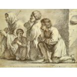 An 18th Century engraving, F. Bartolozzi, A family at prayer, 9" x 11.75".