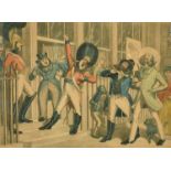 George Hunt after Theodore Lane, hand-coloured aquatint cartoon, 'The rival Whiskers', 10" x 13".