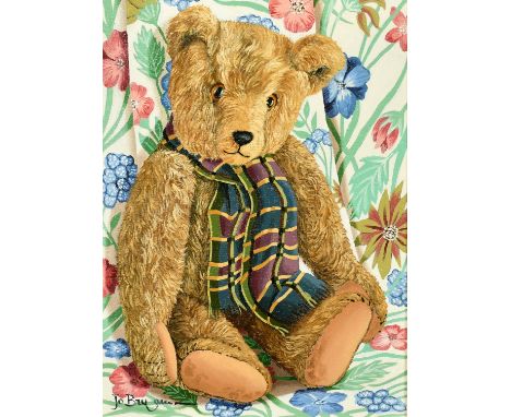 Joanna Bryan (b.1956) British, 'Teddy's New Scarf', oil on canvas, signed, 16" x 12".