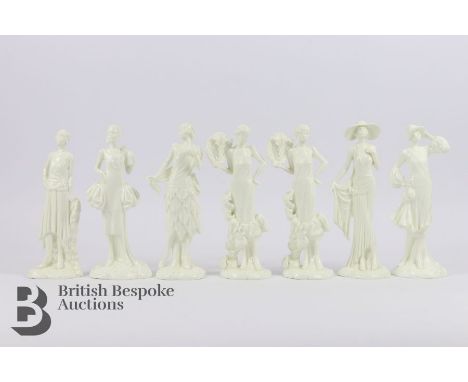 Royal Worcester figurines from the 1920s Collection, including Irene 1920, Minnie 1929, Evie 1923 x2, Clara 1925, Eleanor 192