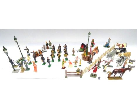 Civilians from various periods Salvation Army, Children, Coster with barrow, three lamp posts, Spectators, animals and fencin