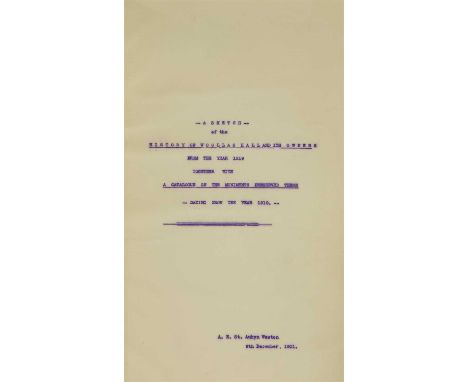 A unique volume: A sketch of the History of WOOLAS HALL and its owners 1219-1900. 256 leaves typed manuscript with manuscript