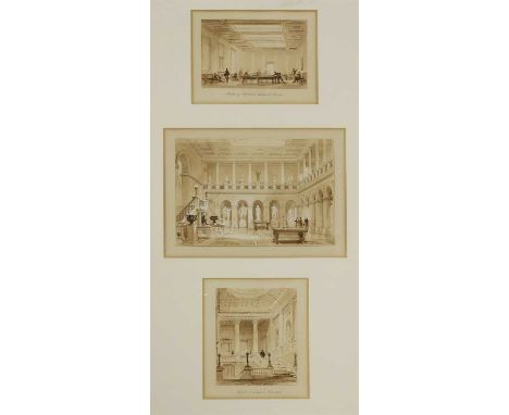 Thomas Allom (1804-1872) INTERIOR OF THE HALL AT DEEPDENE - FROM BRAYLEY'S HISTORY OF SURREY Pencil and brown washes heighten