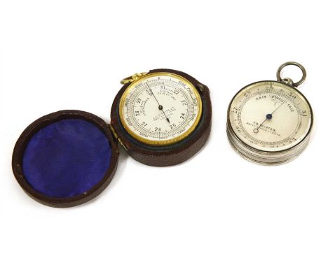 A silver pocket barometer, by 'T.B. Winter, Newcastle on Tyne', the engine turned case hallmarked for Benjamin Alfred Green, 