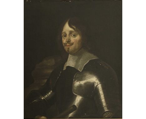 Follower of Sir Anthony van Dyck PORTRAIT OF A GENTLEMAN, HALF LENGTH, IN ARMOUR Oil on canvas 77 x 66cm Provenance: The Prop