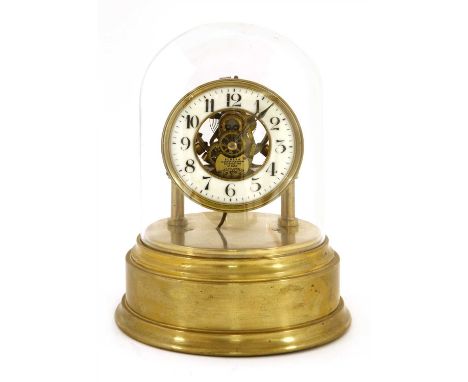 An electric clock, by the 'Eureka Clock Co. Ltd., London', Pat No. 14614-1905 no.4659, with regulator arrow, under a glass do