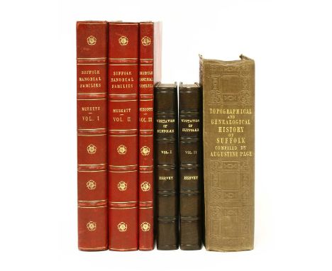 SUFFOLK: 1- Muskett, J J: Suffolk Manorial Families, two volumes PLUS the rare volume three . Privately printed, 1900. 4to. 3