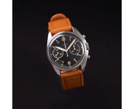 Cabot Watch Company gegr. 1970. Herren-Fliegeruhr 'Royal Air Fleet'. 1975. Edelstahl. Handaufzug, Chronograph. Zifferblatt ma