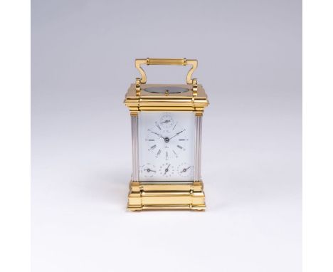 L' Epee Sainte-Suzanne bei Montbéliard, gegr. 1839. Limitierte Reiseuhr mit Wecker, Kalender und Musikspielwerk. 1991.Vergold