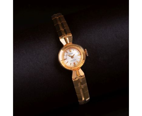 Rolex reg. 1908. Damen-Armbanduhr Precision. Um 1960. 18 kt. GG, gest. Handaufzug. Mattiertes Zifferblatt, Goldindizes, Zentr