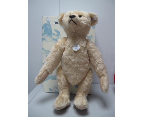 A Modern Jointed Teddy Bear by Steiff, #400520, 'Margarete's Teddy Bear Replica 1909', Light Blond with Growler, bright eyes,