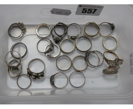 Assorted Dress Rings, including "925" gilt abstract cluster ring, marcasite, eternity bands etc.