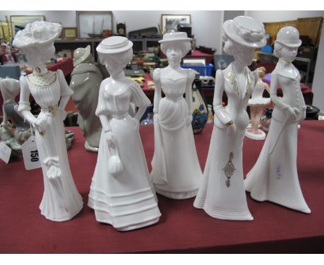 Pauline Shone Spode Figurines 'Lily', 'Francesca', 'Olivia', 'Christina', Emily'. (5)