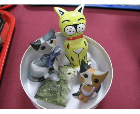 Lorna Bailey Cat, two Goebel Rosine Wachtmeister cats - 'Angelina' and 'Lucia', Beswick kitten.