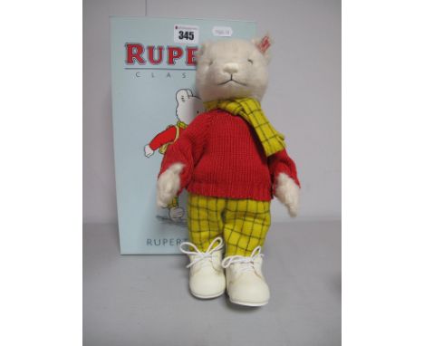 A Modern Steiff 'Rupert Classic' Rupert The Bear #653568, white, 28cm high, Certified No 307, boxed.