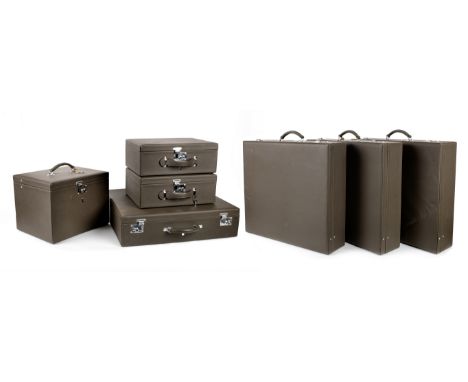 A seven-piece set of leather luggage by Trunks of Haslemere to suit Rolls-Royce Shadow,believed suitable for Shadow I and II 