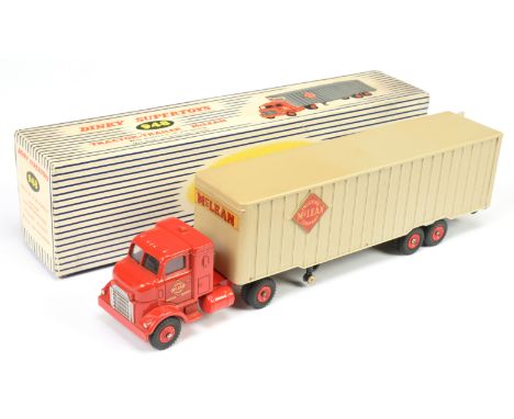 Dinky 948 Tractor and Trailer "McLean" - red cab and plastic hubs, silver trim - Good Plus (does have some light fading to tr