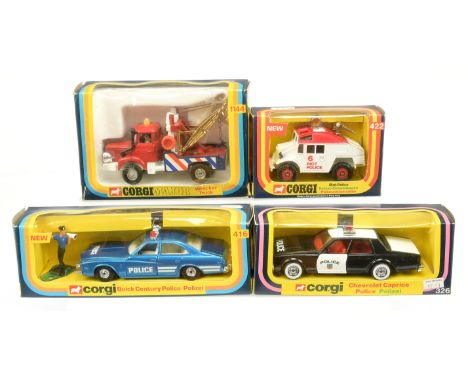 Corgi group to include 326 Chevrolet Caprice "Police" car white, black, red interior, 416 Buick "Police" car blue, white with