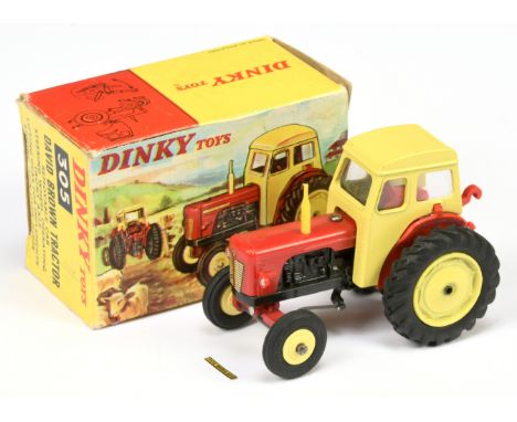 Dinky 305 David Brown 990 Tractor - red including rear plastics, yellow including hubs (plastic to front) - Excellent in a Go