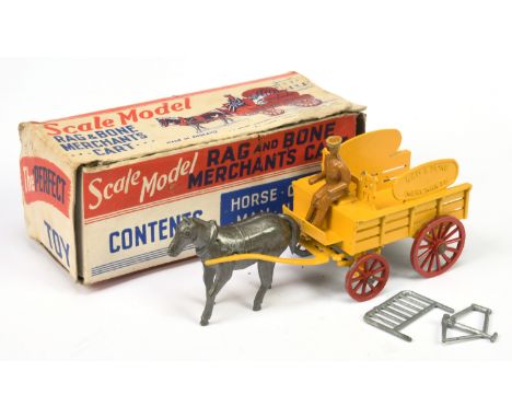 Matchbox early Moko Lesney Toys large scale horse drawn Rag &amp; Bone Merchants Cart - yellow, red wheels, silver-grey horse