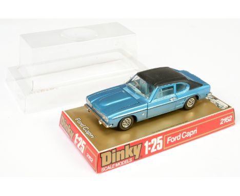 Dinky 2162 (1/25th scale) Ford Capri, metallic blue with black roof, pale blue interior, chrome trim, Near Mint in a Excellen