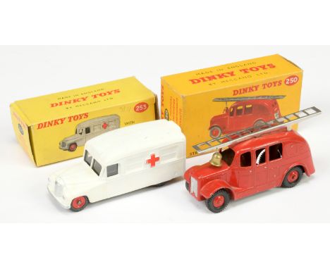 Dinky Emergency vehicles a pair to include (1) 250 streamlined Fire engine, red including rigid hubs with treaded tyres, chro