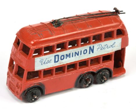 Taylor and Barratt small scale trolley bus "Dominion", red and black body including roof poles - Good Plus some small marks o