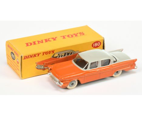 Dinky 180 Packard Clipper Sedan, two-tone orange, light grey including rigid hubs with white tyres, silver trim - Good Plus, 