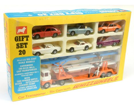 Corgi GS20 Gift Set "Transporter" to include Whizzwheels (1) MGC GT red body with black bonnet, base and interior, (2) Porsch