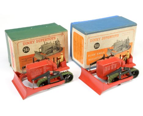 Dinky a pair to include of 561 Blaw Knox Bulldozers both are finished in red including blades, black metal rollers and side a